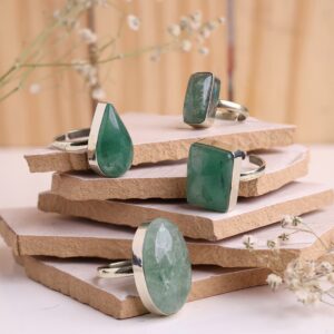 shubhanjali green aventurine stone rings