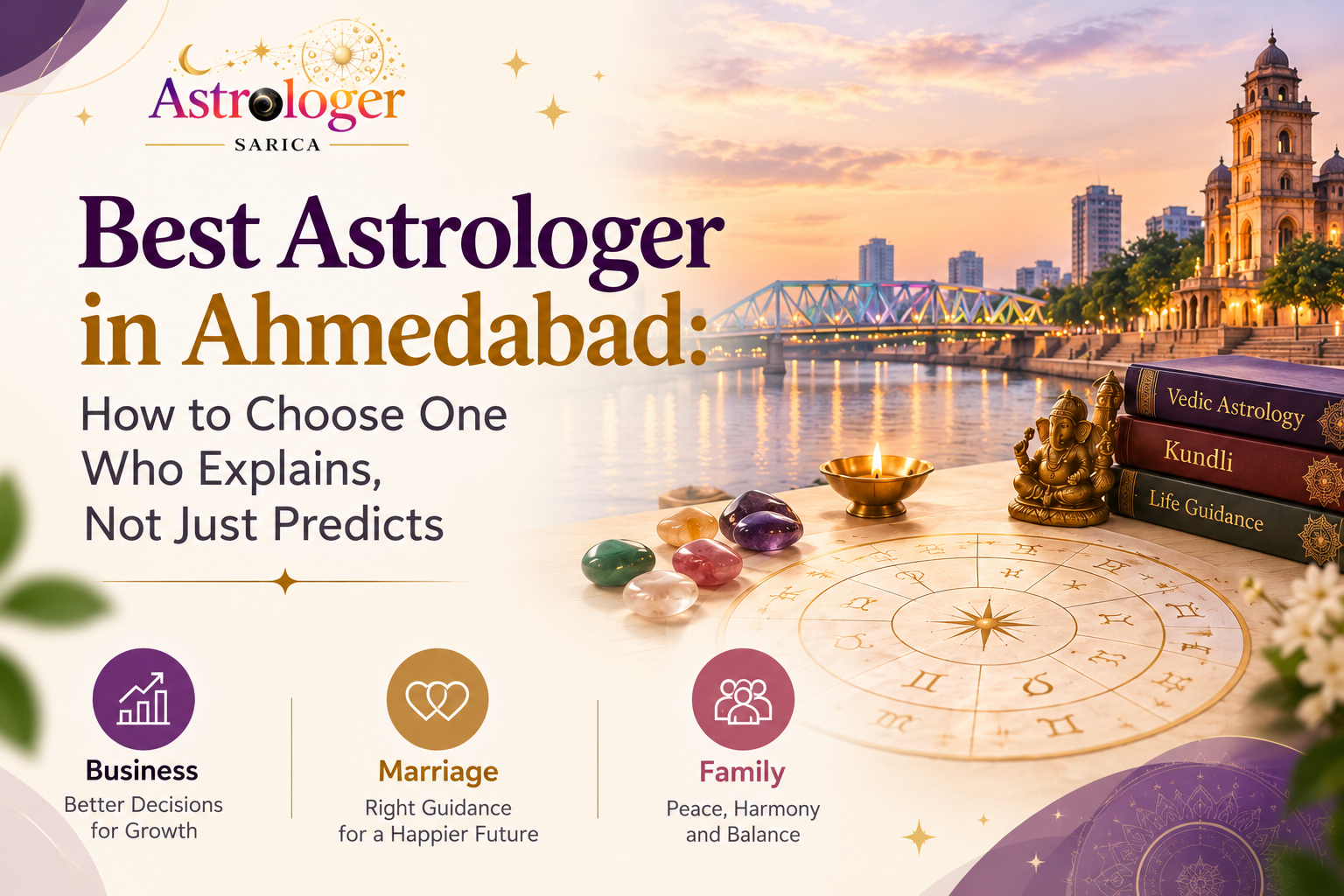 Best astrologer in Ahmedabad reviewing a Vedic kundli during an online consultation