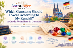 Gemstones placed on a kundali chart to show which gemstone to wear