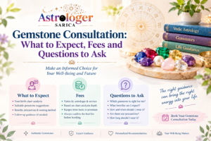 Astrologer explaining gemstone recommendations during a gemstone consultation