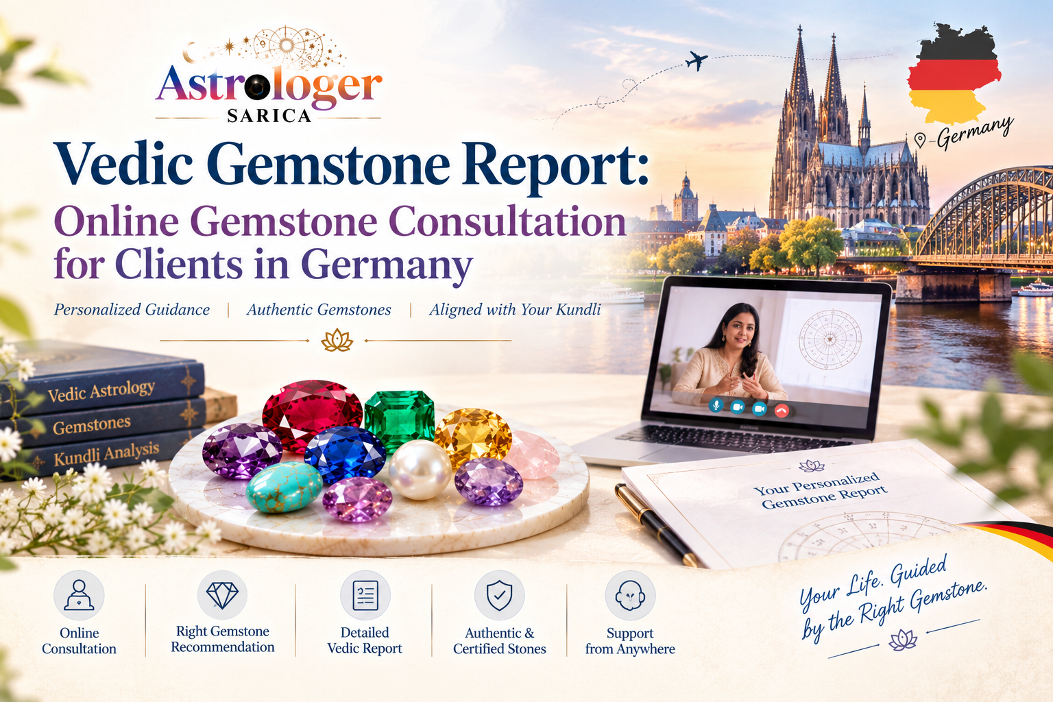 Vedic gemstone report and birth chart for an online consultation